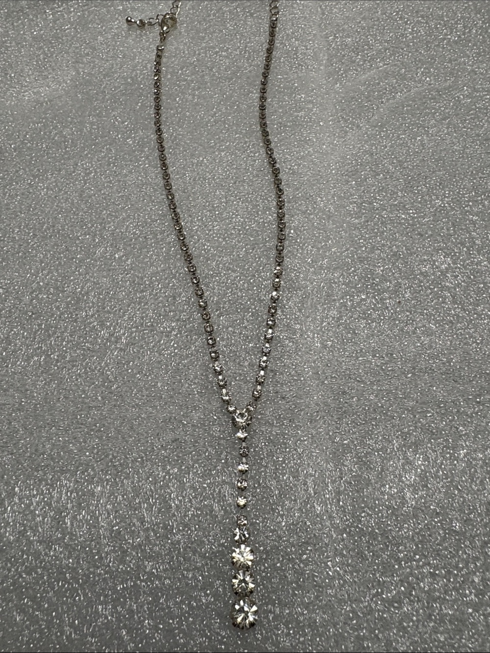 Silver Crystal Drop Y Necklace -  Women Jewelry